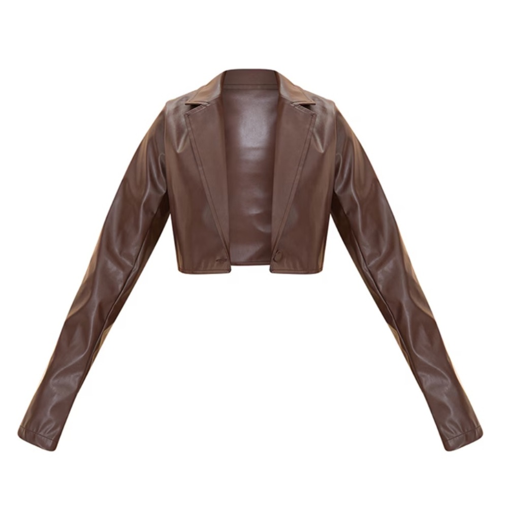 Brown Cropped Leather Jacket